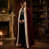 Burgundy Velvet Cloak Wine Red Cosplay Cloak Prince King Cape  Theme Party