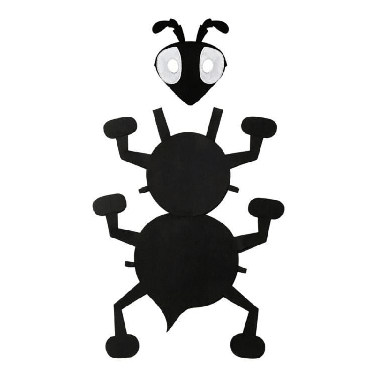 Black Costume Set, Mask Included,Ant Cosplay Outfit for Kids and Youth, for Halloween Parties and School Shows