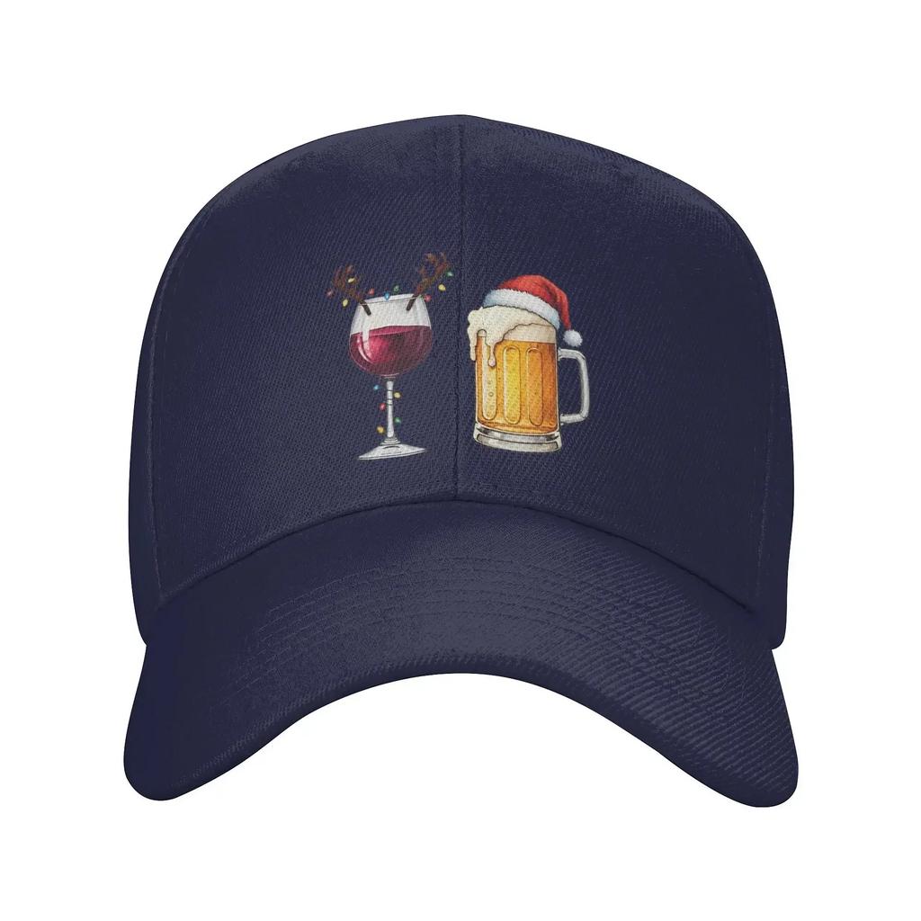 Men Women Santa Wine Glass Christmas Beer Hat Leisure  Baseball Caps Adjustable Casual Wear