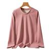 Large Size Loose Round Neck Casual Women's Autumn Winter Warm Long Sleeved T-shirt with Thick Velvet Lining for Autumn Home Wear