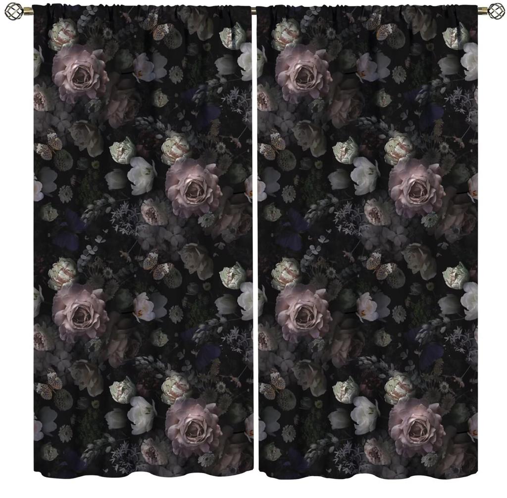 Boho Floral Curtain Flower Spring Wildflower Vintage Plant Bedroom Living Room Home Drapes Window Treatments Panel Curtains Polyester Area Decor