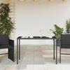 Garden Table with Glass Top Black 115x54x74 Cm Poly Rattan