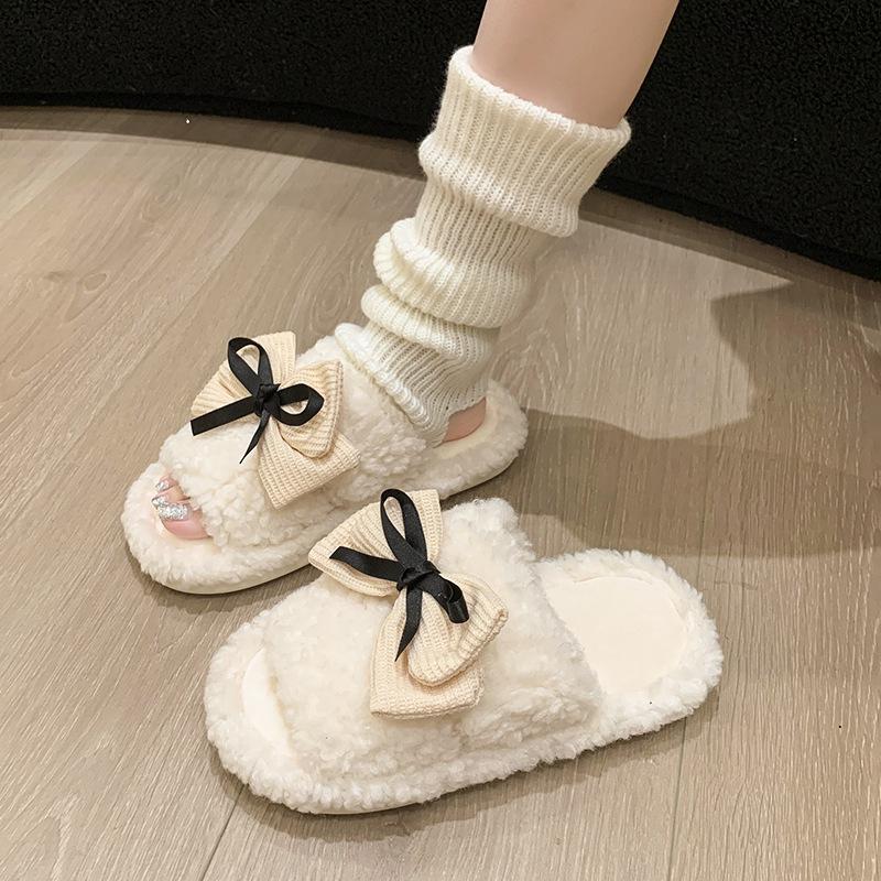 Women's Cute Cartoon Plush Slippers - Warm and Warm Countertop Cotton Winter Home Slippers Girls Sweet Thick Bottom Plush Casual Indoor Shoes