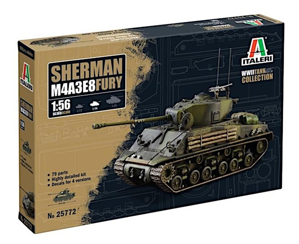 Italeri 1/56 WWII American M4A3E8 Sherman Easy Eight Plastic Model Kit IT25772