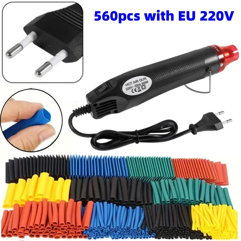 164/328/560/1120Pcs Heat Shrink Tubing Kit Hot Air Gun Heat Gun with Heat Shrink Tube EU US 110V 220V Heat Shrink Tubing Kit 2:1