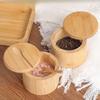 Naturligt Bambu Salt- och Peppar Kryddset med Magnetiskt Lock Eleganta Träsalt- och Pepparkärl Sockerbehållare Kryddförvaringsburk