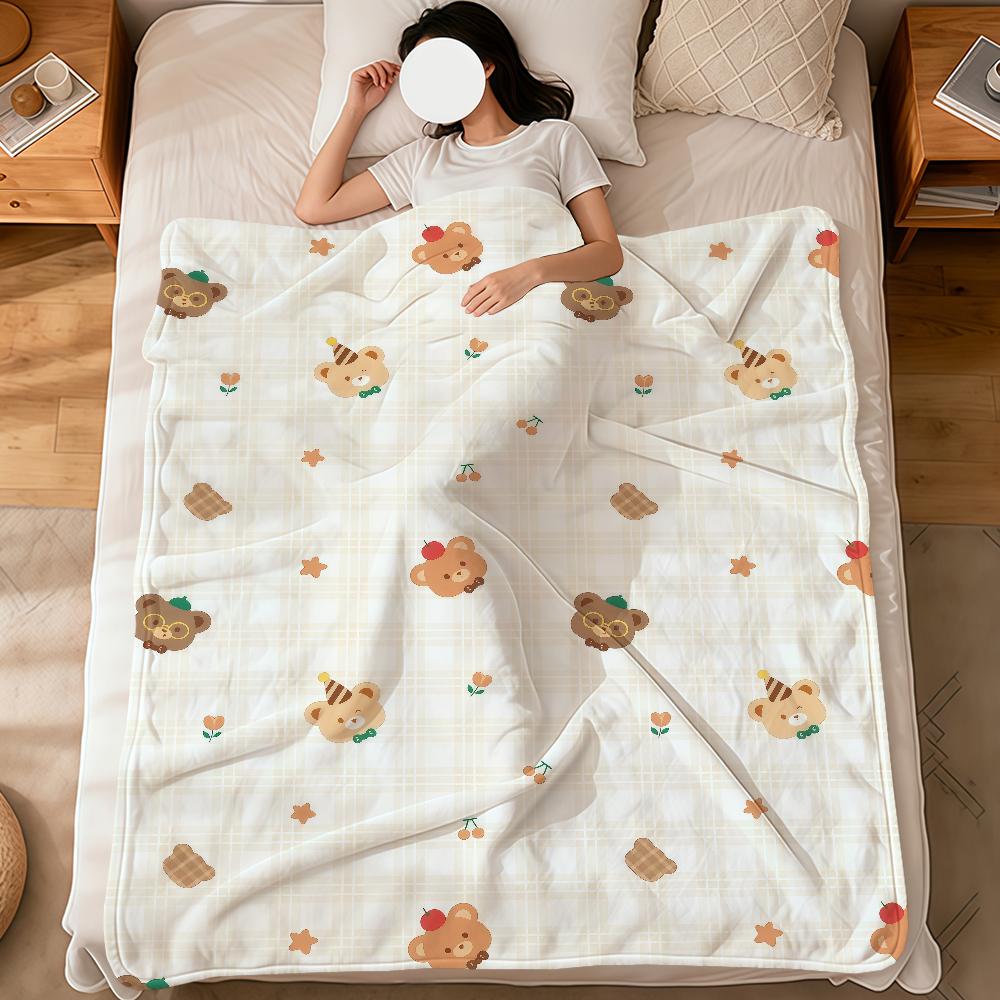 Cute Bear Birthday Art Cartoon kid soft warm plush blanket for dorm sofa living room pet hogar bedroom gift nap home Flannel