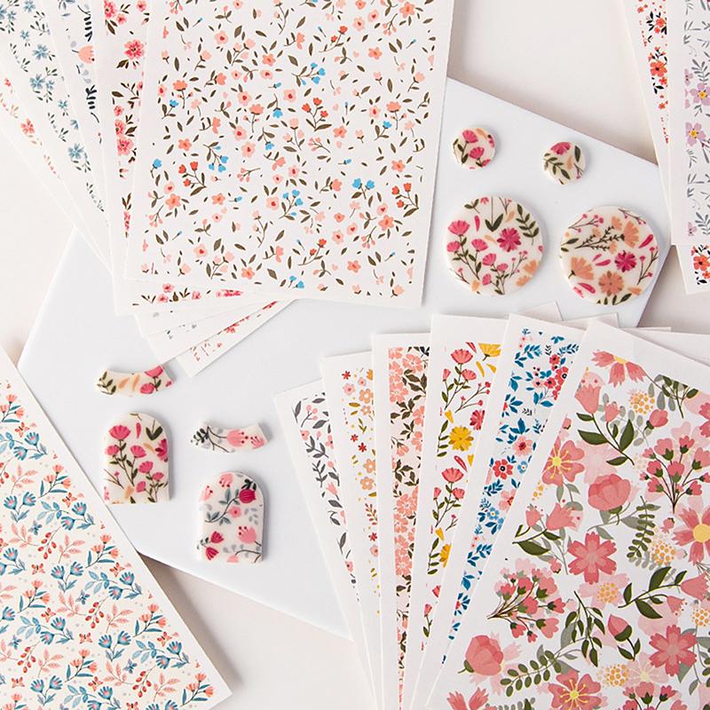 Polymer Clay Watercolor Transfer Paper Engraving Printing Modeling Decorative Paper Soft Pottery Earrings Jewelry Coloring Tools