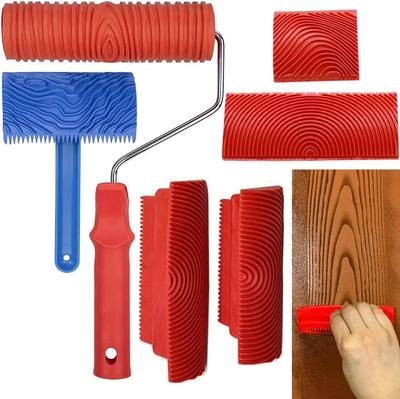 6pc Rubber Wood Grain Texture Tools Set, Realistic Wood Pattern Stamp for DIY Furniture/Wall Decoration