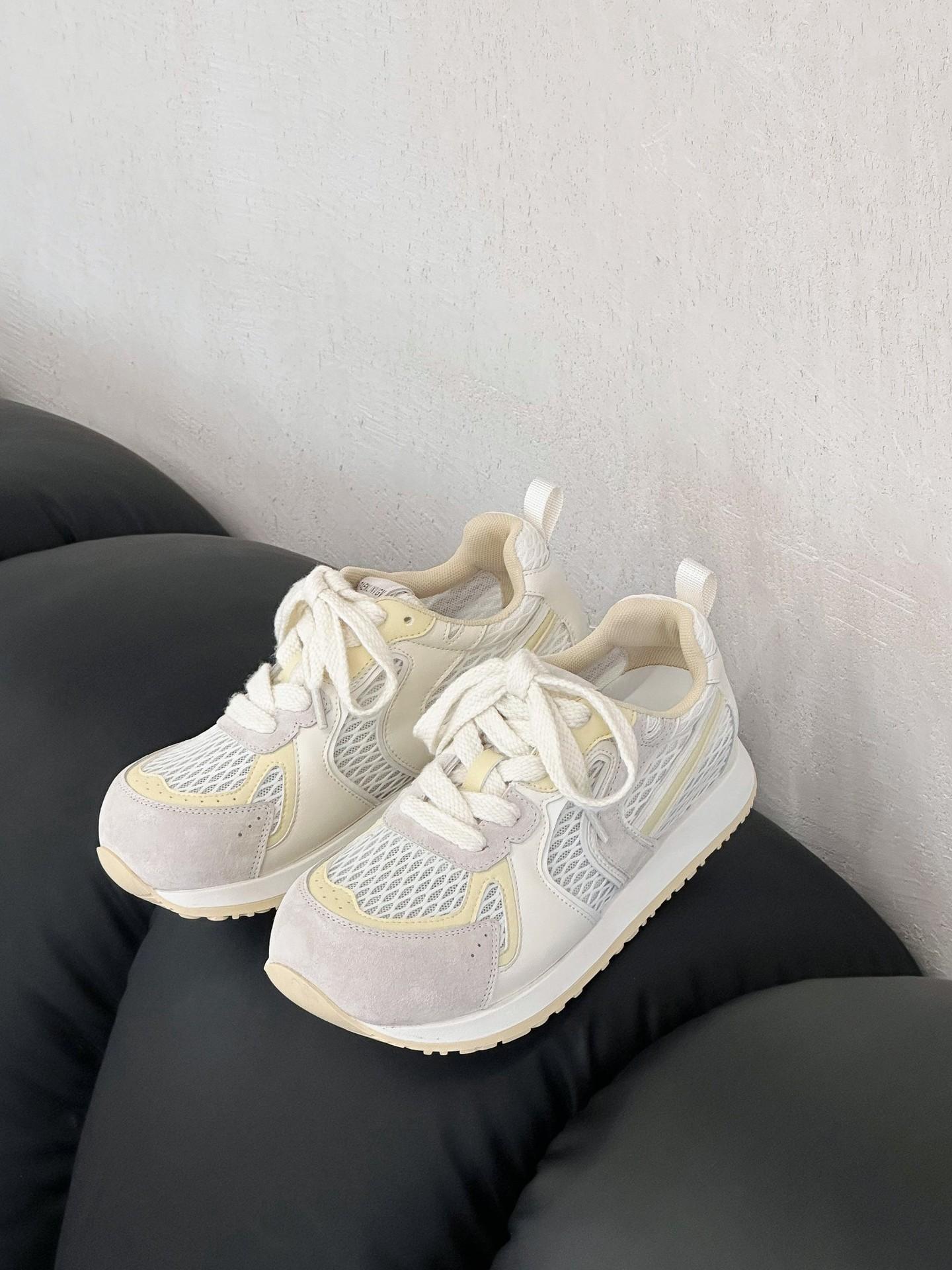 

Fatty head women s summer breathable mesh new fashionable versatile platform sports and leisure women s shoes 35 жёлтый