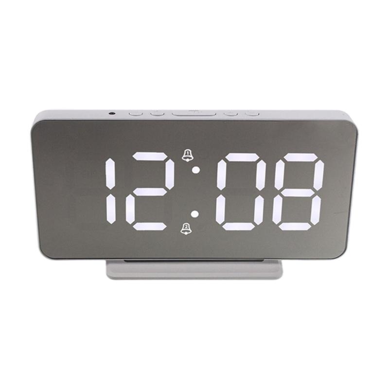 Modern LED Digital Clock Date Time Temperature Display Dimmable Backlights 2 Alarms Snooze Function USB Port 5V