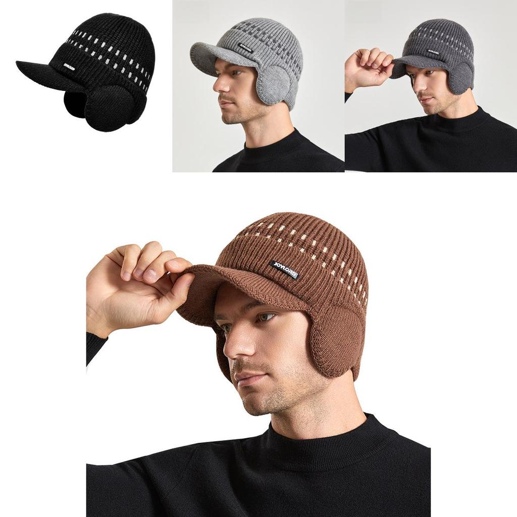 Knitted Winter Hat For Men With Ear Flaps Breathable Warmth For Outdoor Activities
