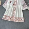 Bohemsk Kjole Dame 2024 O-hals Etnisk Stil Broderi A-linje Vestidos Retro Fransk Chic Folder Kjoler Sommer Dropshipping