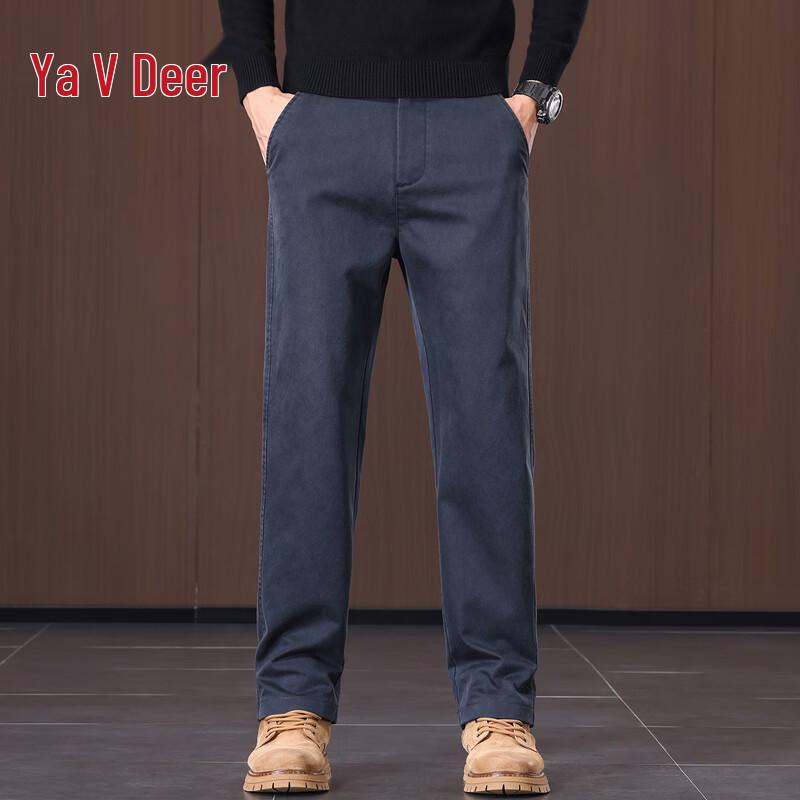 Yalu Men's Slim Fit Casual Straight Leg Trousers