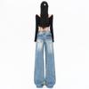 American old pleated floor drape denim trousers comfortable Spice Girl new loose spring and summer