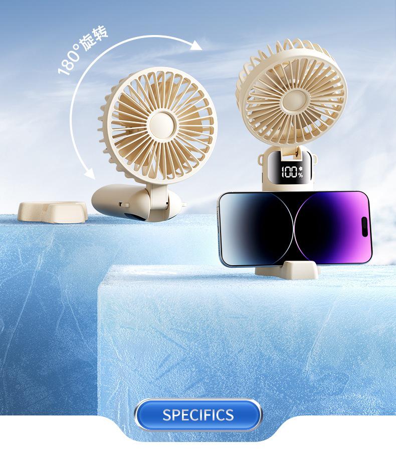 Foldable Mini Fan with Digital Display for Desk, Dorm, or Outdoor Use