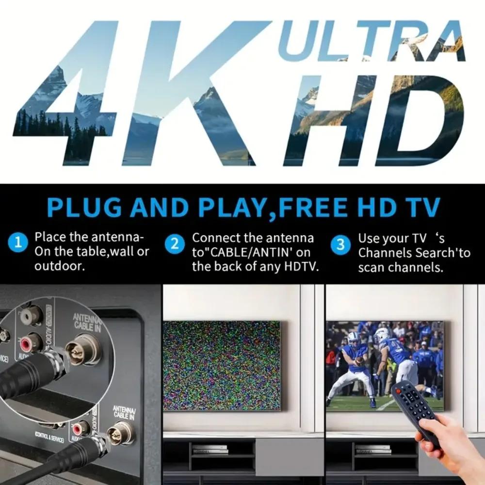 3000Miles TV Antenna 8K 25 High Gain HD TV Digital DVB-T2 Box EU Plug Booster Active Indoor Amplifier For Car RV travel smart tv