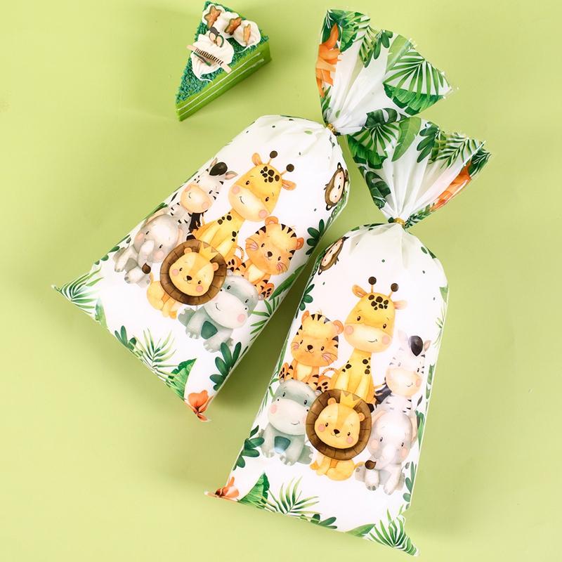 Jungle Animals Party Favor Bags Gift Wrapping Bag Safari Gift Bag for Kids Wild One Birthday Supplies Baby Shower Decor