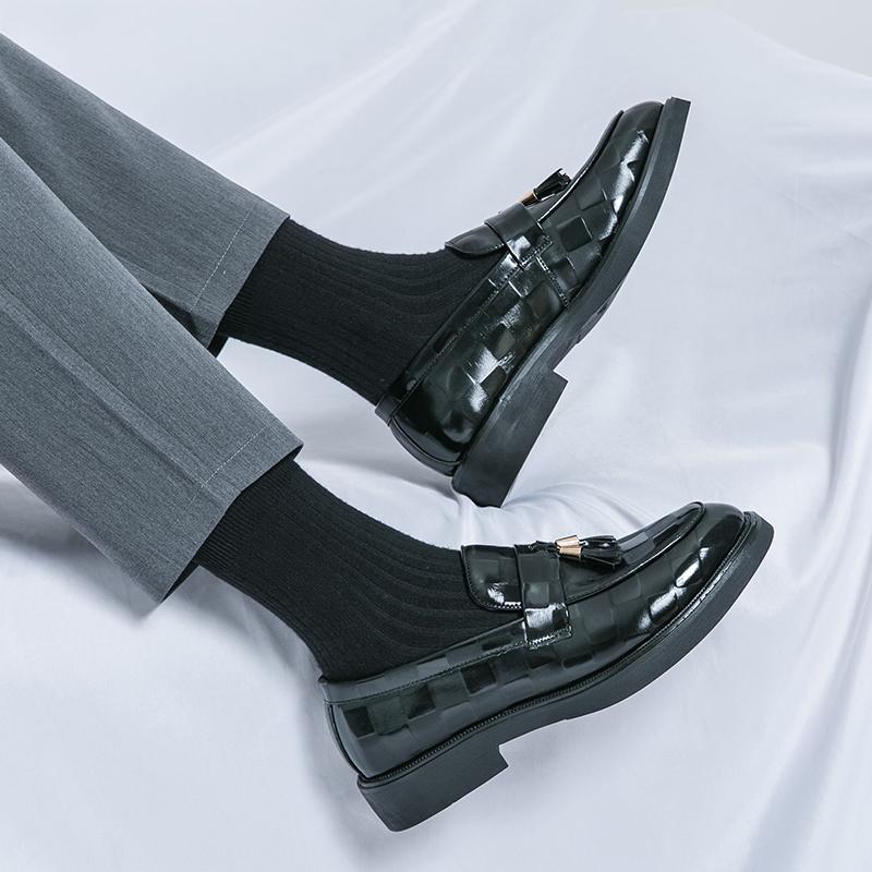 European Station Men Business Tassel Shoes Black Brown Bright Leather Classic Business Office Dress Shoes Business Banquet Shoes