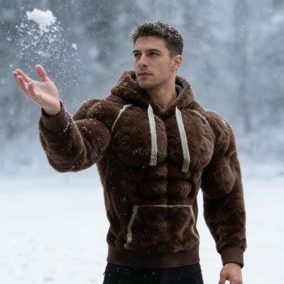 Męska bluza z kapturem Muscle Hoodie z 3D wzorem i długim rękawem, z kapturem, do codziennego noszenia w sporcie, w modzie ulicznej