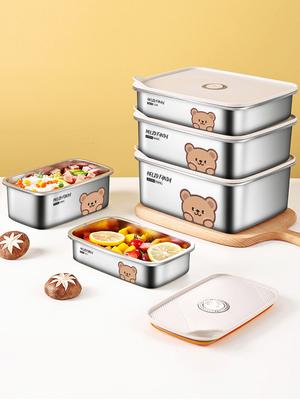 WORTHBUY 304 Edelstahl Lunchbox Frischhaltebox Mikrowellenfähig Kühlschrank Versiegelte Aufbewahrungsbox Tragbarer Lebensmittelbehälter