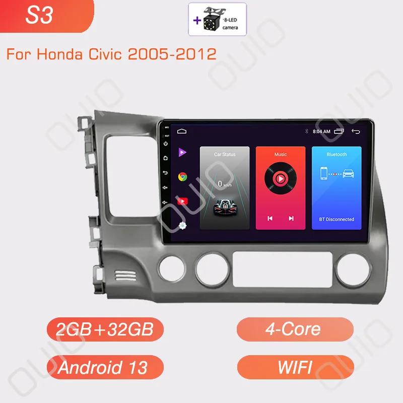 Android 13 Radio For Honda Civic 2005 2006 2007 2008-2012 Car Stereo Multimedia Player Carplay Auto GPS Navigation 2DIN No DVD