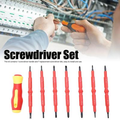 14 in 1 Isolierter Schraubendrehersatz Weichgriff Ergonomischer Griff Chrom-Vanadium-Stahl Magnetischer Schraubendrehersatz Wechselbare Bits