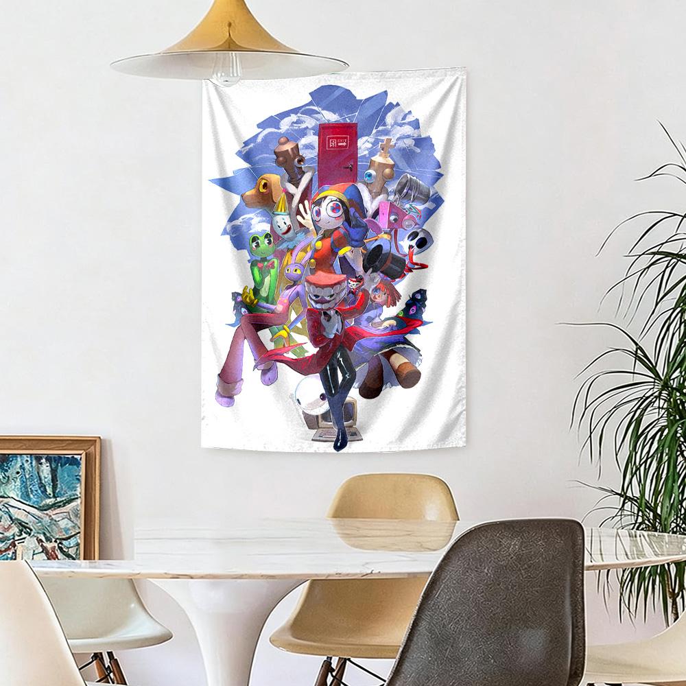 Digital Circus Wall Decor Tapestry Art For Pet Memorial Birthdaywedding Party Backdrop Family Gift