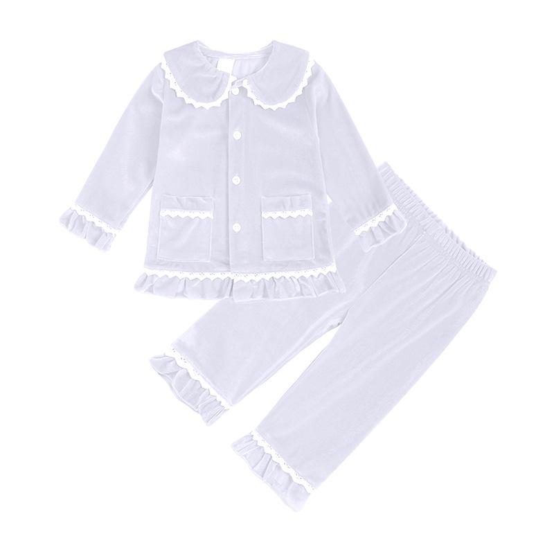 Children's Gold Velvet Pajamas - Autumn/Winter Homewear for Boys and Girls