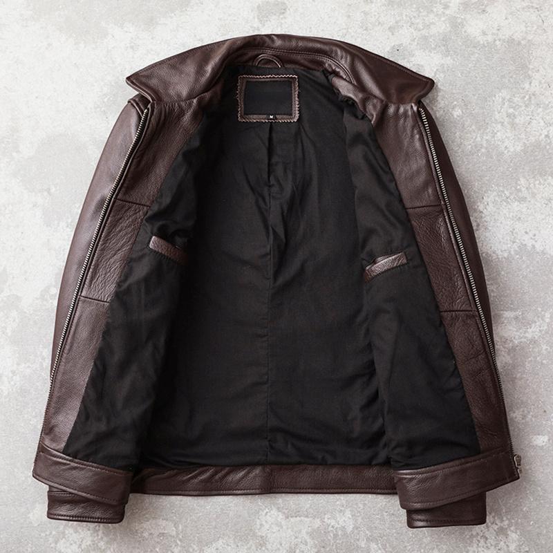 Casual Echtes Rindsleder Echtes Leder Jacke Männer Schlanke Herren Kleidung Frühling Herbst Herren Kuh Kleidung