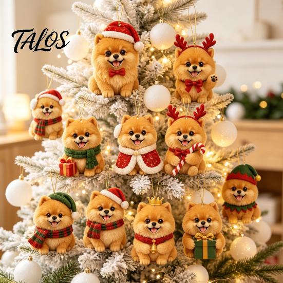 24 Day Countdown Calendar Pomeranian Christmas Countdown, 24-Day Advent with 2D Acrylic Tabletop Ornaments Dog Ornaments, Tree Hanging Decor, Gift for
