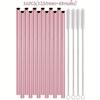 Pink Heart-Shaped Metal Straws Smooth Surface Eco-friendly 304 Stainless Steel Straws with Cleaning Brush Reusable Straws
