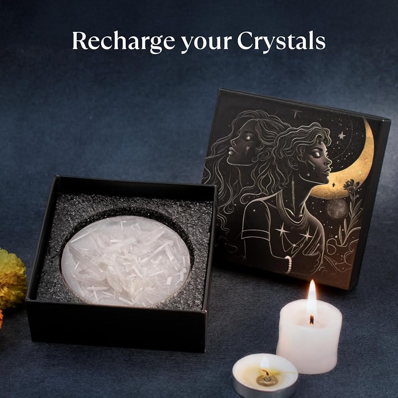 Astrotalk Raw Moroccan Selenite Plate | For Charging & Energy Cleansing | Selenite Charging Plate For Recharging Bracele