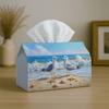 2D Flat, 1pc, Coastal Style Realistic Animal Beach Design Tissue Box - Seagull, Starfish, Seashell, Durable, Perfect for Kitchen, Living Room, Bedroom