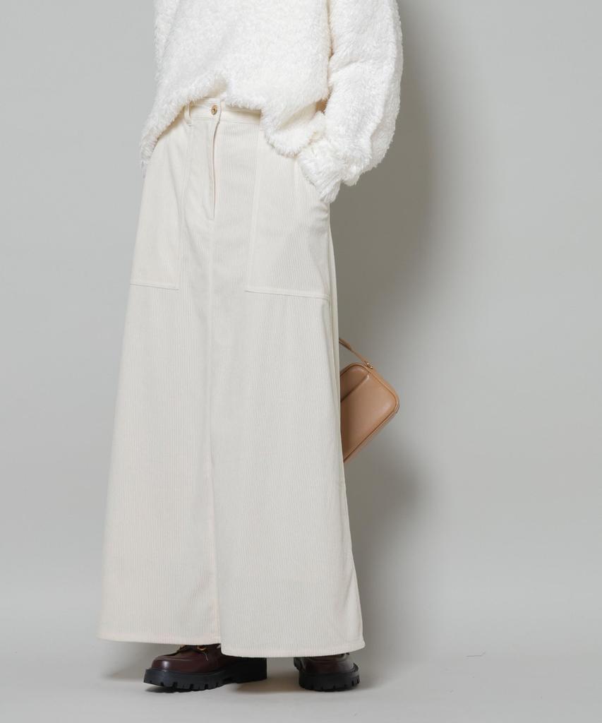 Nano Universe Weicher Cord-Maxi-Rock für Damen, Größe F, 037, Elfenbein, 673-5230319