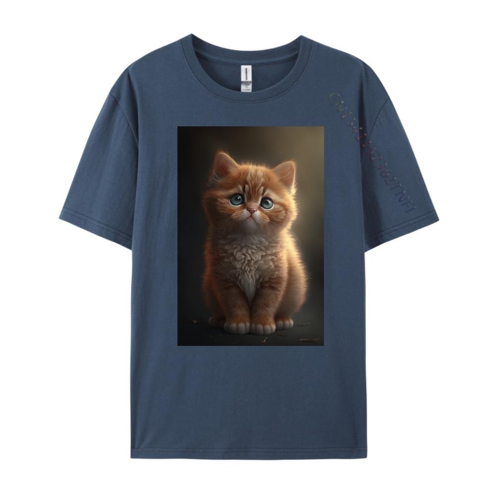 Cute Cat Kitten Luxury Clothing Men's Shirt Red And Black Graphic T Shirt Summer Original Mens T-Shirts Printed On