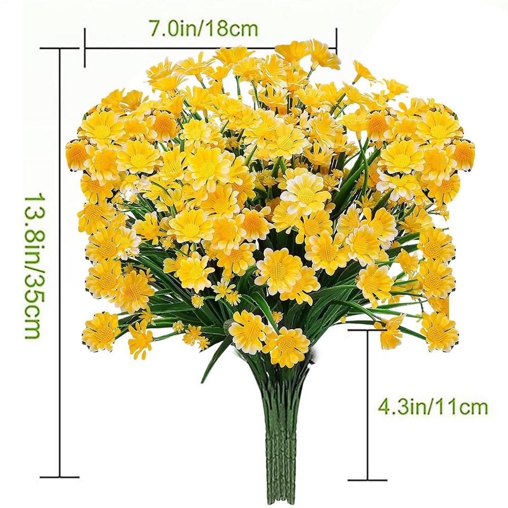 Artificial Daisies Fake Flowers UV Resistant Shrubs, Hanging Plants Garden Porch Home Wedding Farmhouse Decor Daisies Flowers