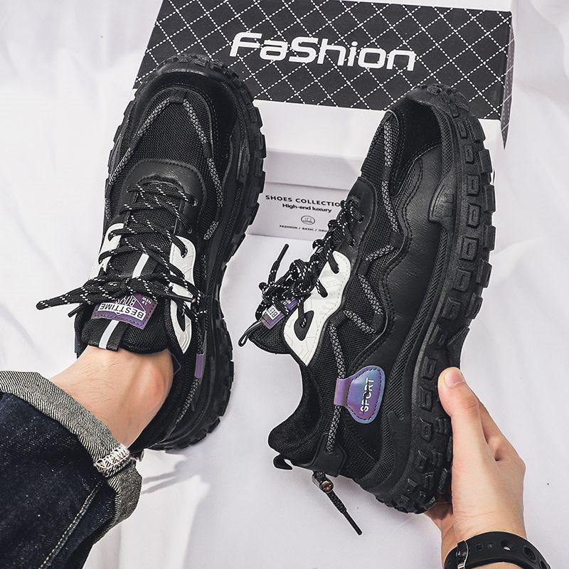 Autumn men's shoes new breathable mesh sports shoes men's trend versatile thick-soled non-slip dad trendy shoes