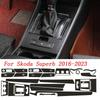 Carbon Fiber For Skoda Superb 2016- Car Film Interior Sticker Center Console Gear Dashboard Air Door Handle Lift Panel