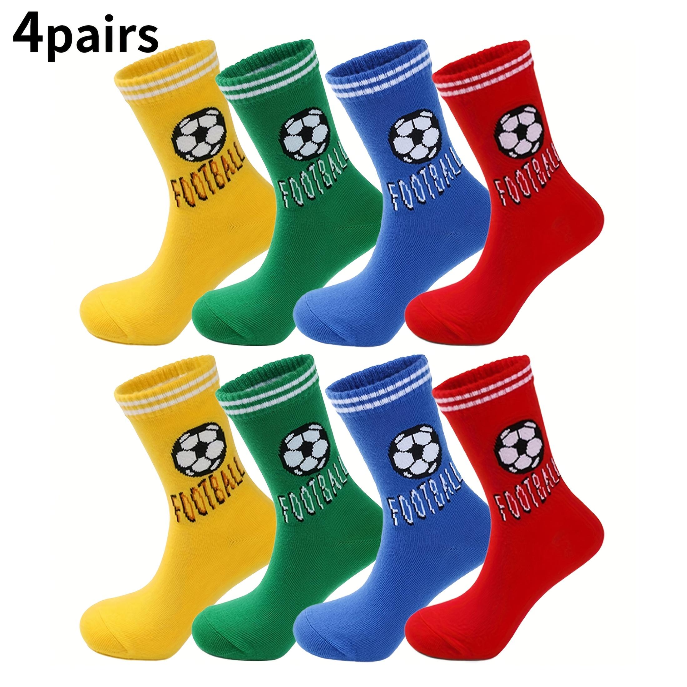 4 Pairs of Socks Sports Soccer Letter Pattern Boys Girls Trendy Versatile Striped Mid-Tube Socks Suitable for Daily Life 3-5 Years