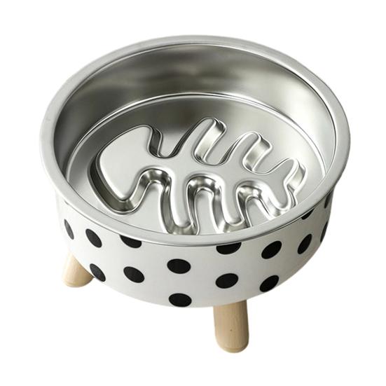 Slow Eating Bowl for Cats Elevated Cat Bowl, Removable Stainless Steel Inner Feeder Pet with Non-slip Stand Small Dogs Neck Protection