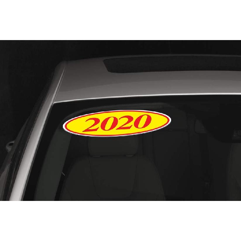 EZ-Line Oval Model Windshield Year Stickers for Car Windows Red and Yellow Large Vinyl Dealership Supplies 1 Dozen Pro Pack (2018)
