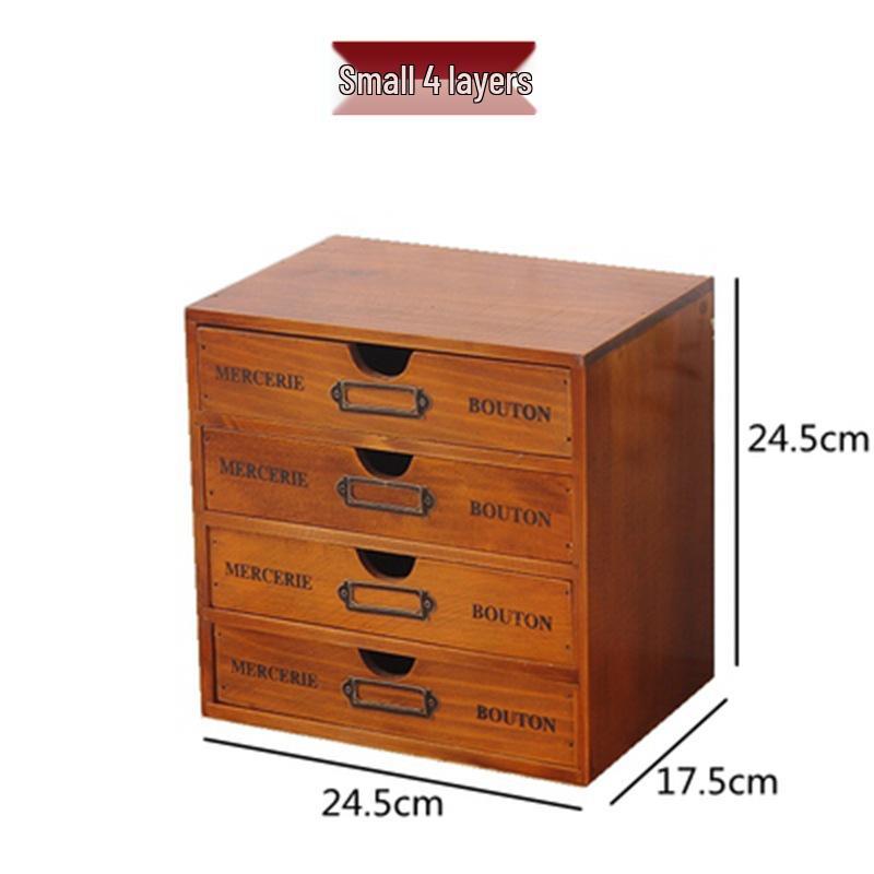 Solid Wood Multi-Layer Office Desk Organizer and Cosmetics Storage Box