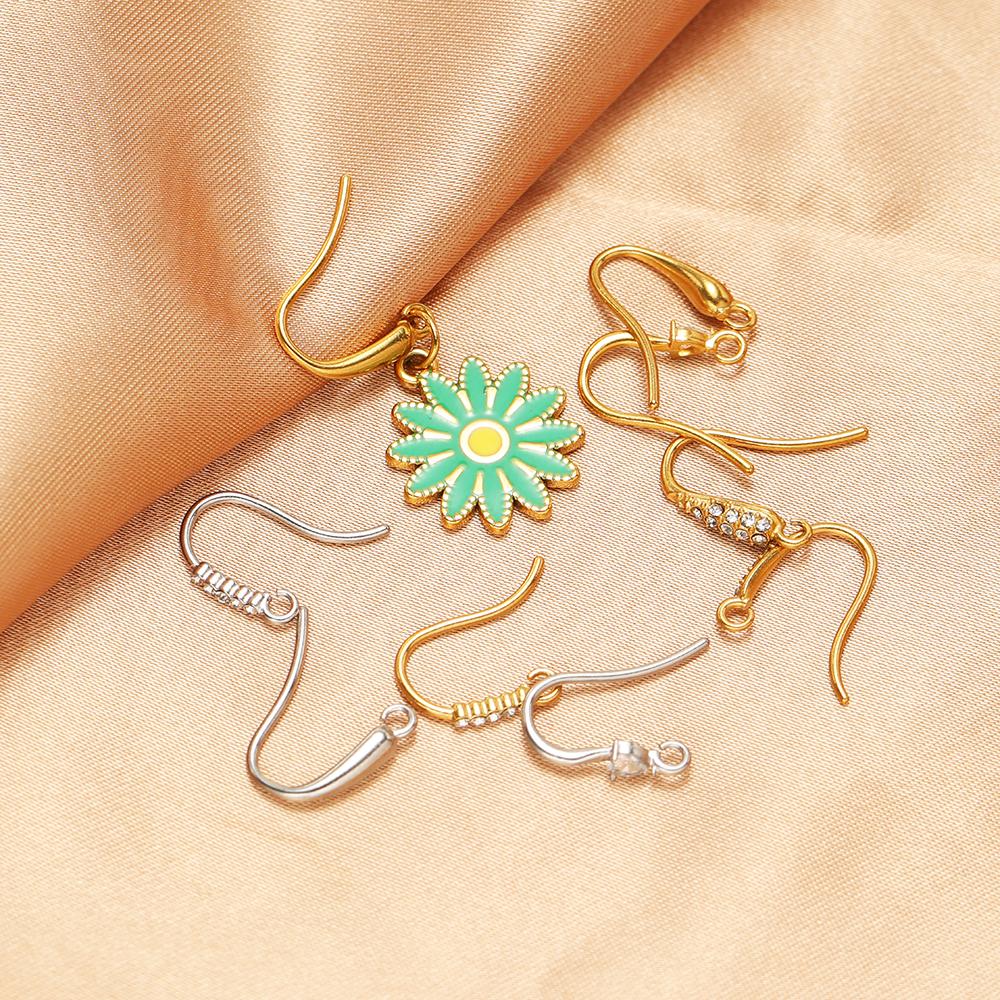 10pcs Stainless Steel PVD Gold Plated Zircon Earring Hooks Wires for DIY Jewelry Findings Accessories Handmade Earrings Making