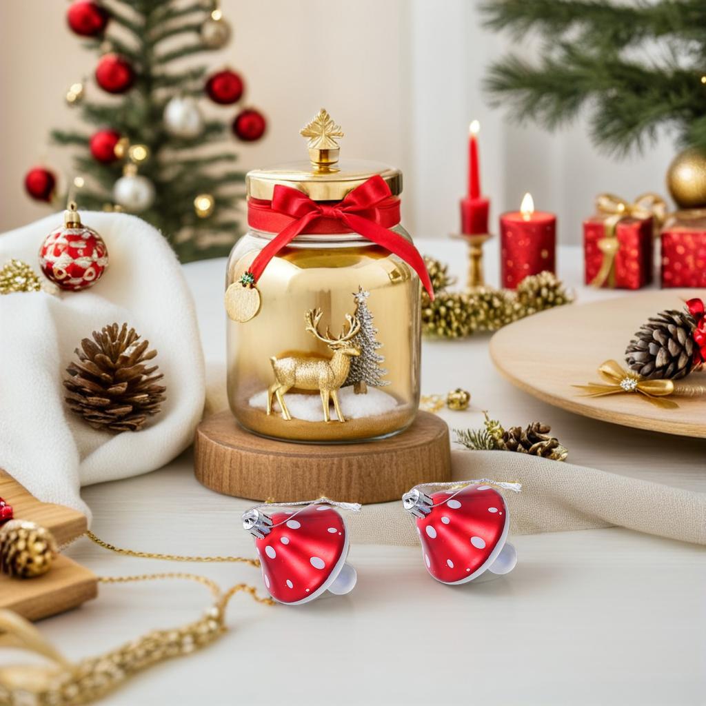 20Pcs Christmas Mushroom Ornaments Red Plastic Hanging Decor Xmas Tree Pendant Festival Tree Ornaments Party Favors