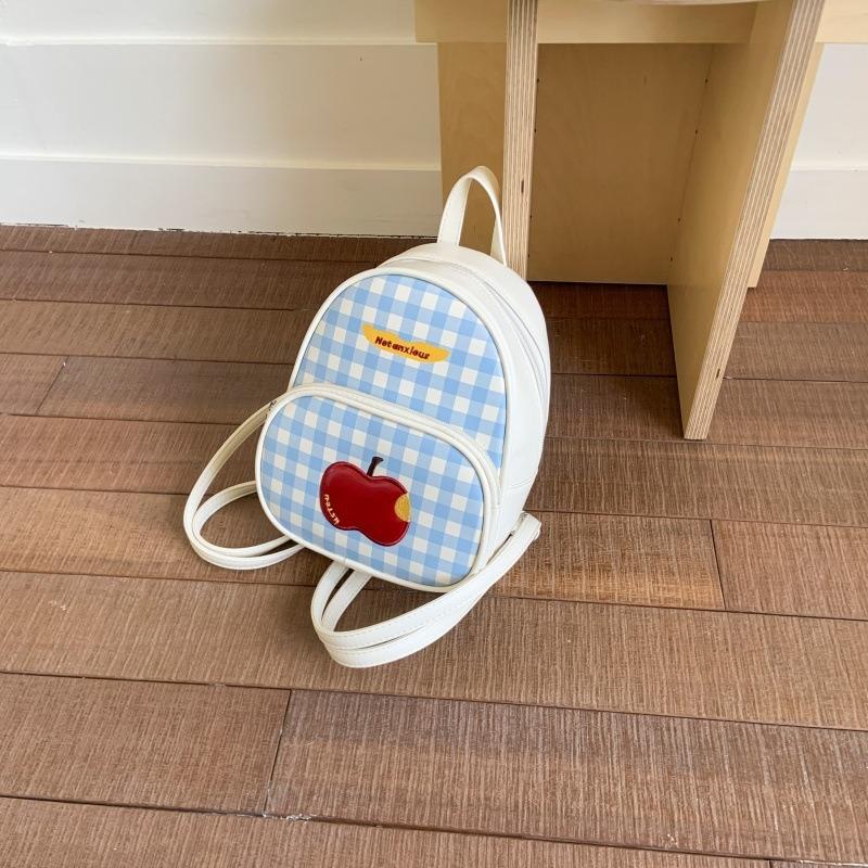 Fashion Plaid Apple Backpack Cute Exquisite Girl Backpack College Style Student Schoolbag Large Capacity