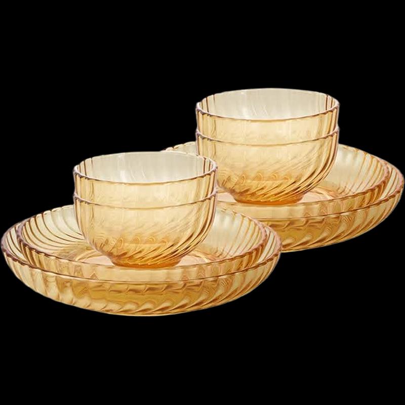 VISIONS Amber Heat-Resistant Glass Dinnerware 8-Piece Set