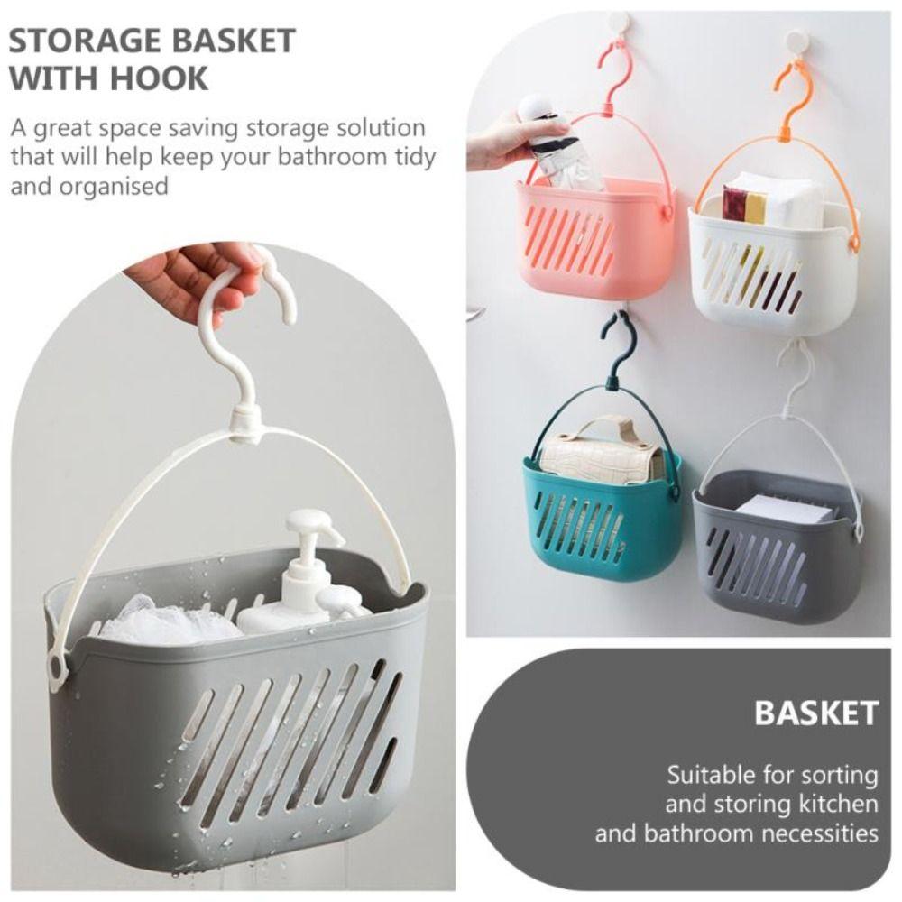 Hangable Storage With Rope Hook Hanging Basket Hooks Rack Storage Baskets Tub Corner Organizer