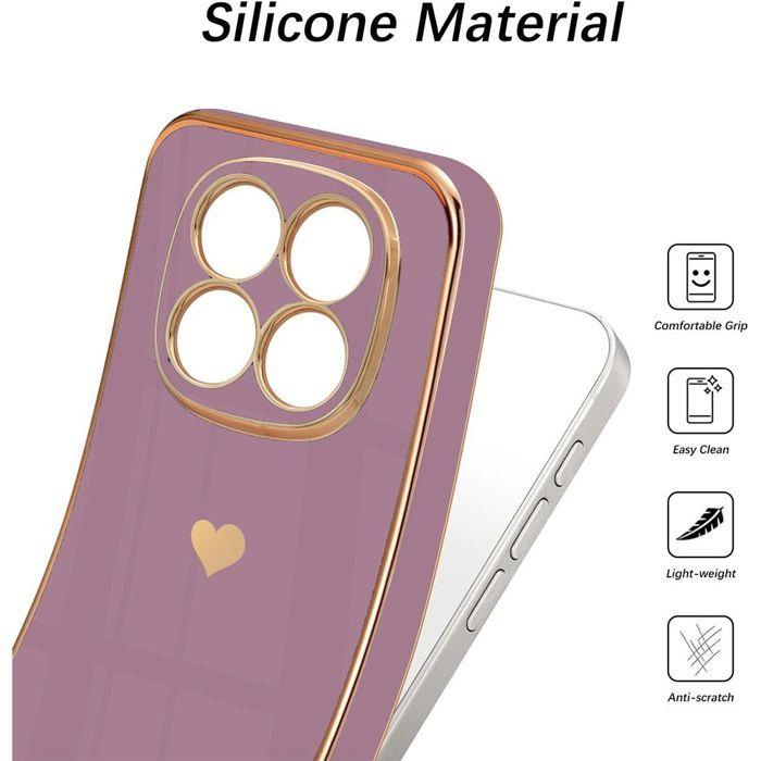 Case for Xiaomi Redmi Note 15 5G/4G, Silicone Shockproof Slim Heart Pattern - Purple