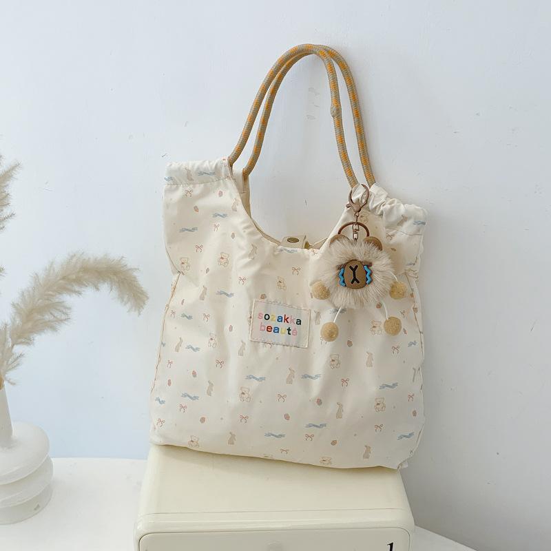 Cute soft girl student large-capacity shoulder bag female little fresh girl printed portable shopping bag